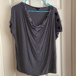 Talbots Woman 1X Navy and White Stripe S/S Top